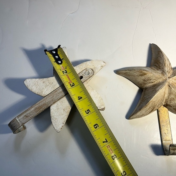 2 Rustic Starfish Wall Hooks Resin Painted starfish Metal hook - Picture 8 of 13